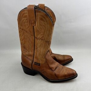 Vintage Wrangler Western Boot Womens 7 Brown Marbled Leather Pull On‎ Cowboy
